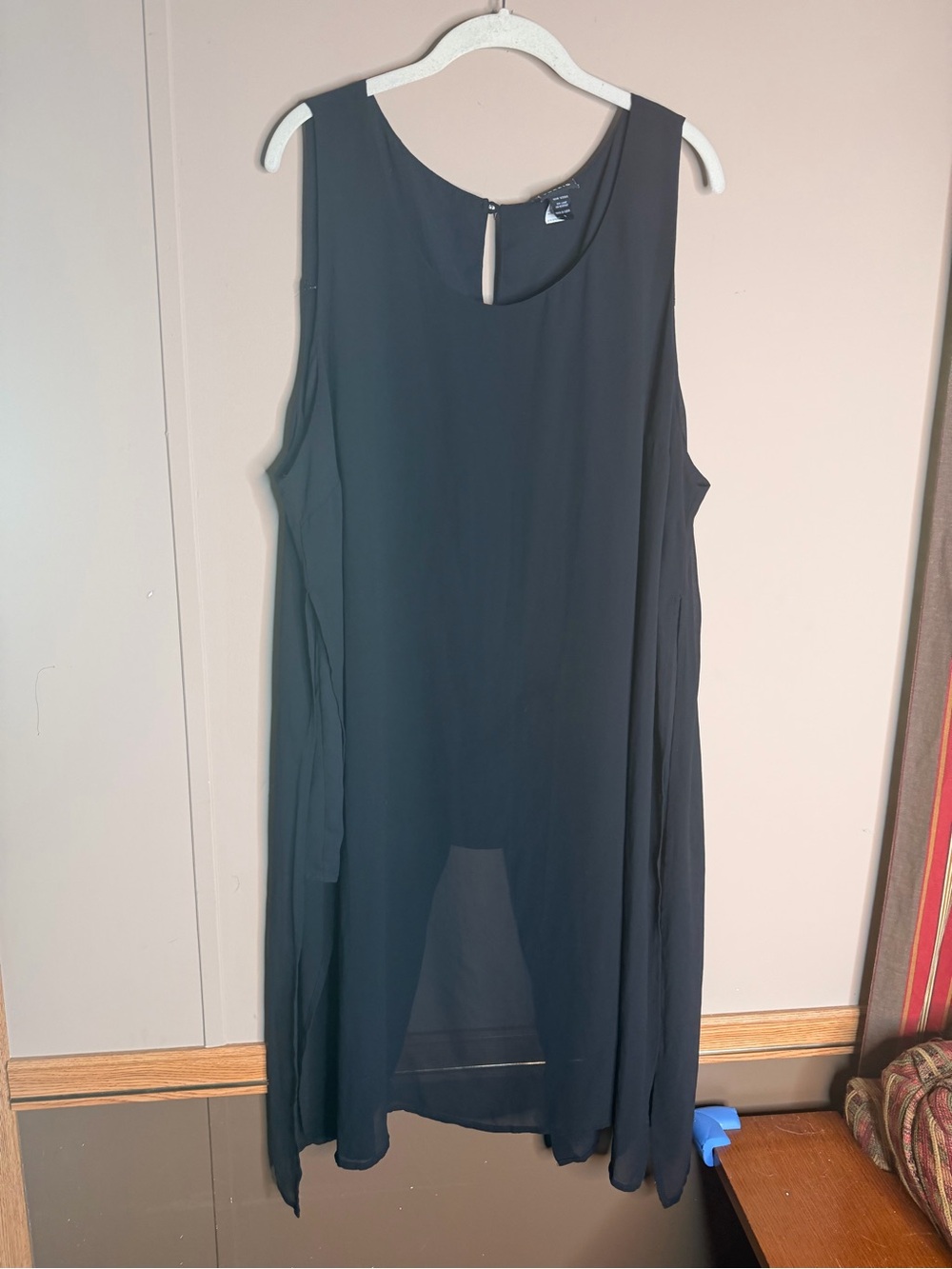 Sleeveless Black Chiffon Overlay Tank